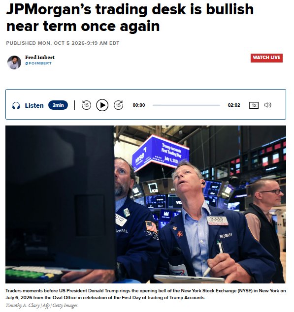 Markets: JP Morgan's Trading Desk has turned bullish on stocks 🤑 🥳 https://t.co/yo2jBC9WK3